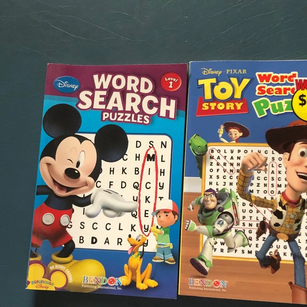 Disney Word Search Puzzles - Mickey Mouse & Toy Story Colorful Covers